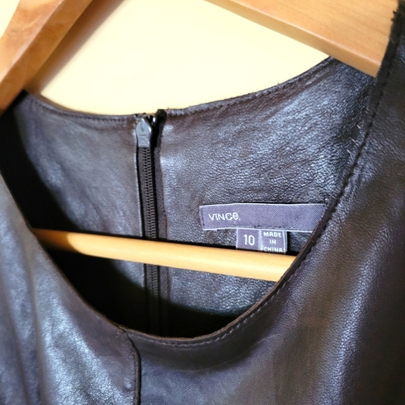 Dark brown Leather Sleeveless midi Dress - Picture 2 of 14